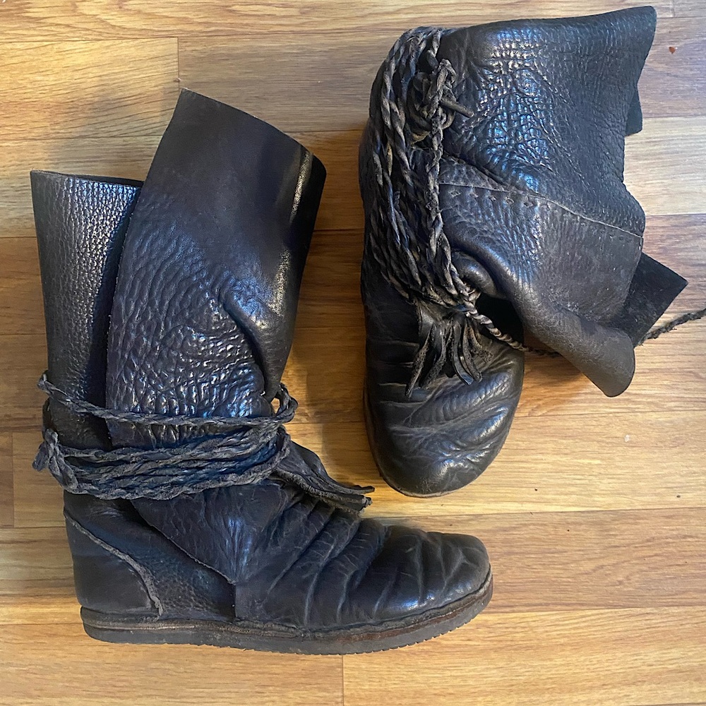 Handmade black moccasins